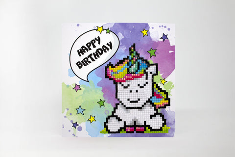 Diamond Painting Birthday Card Kit, Unicorn Design, Wizardi Cards, Acrylic Crystals, DIY Craft Set with Envelope