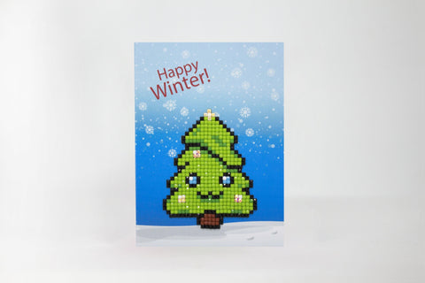 Diamond Painting Greeting Card Kit, Winter Theme, Wizardi Cards, Acrylic Crystals, Envelope Included, DIY Craft Project