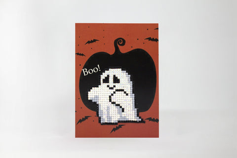 Diamond Painting Card with Ghost Design, Complete DIY Craft Kit with Acrylic Crystals, Stylus, Gel, Envelope and Instructions by Wizardi