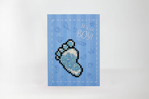 Diamond Painting “It’s a Boy” Card Kit, Baby Birth Greeting with Acrylic Crystals, Envelope and Tools, Wizardi Cards