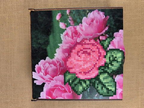 Diamond Painting Wood Mosaic Kit with Floral Design, Wizardi Wood Plywood Craft for Kids and Adults, Acrylic Gems, Stand and Magnet