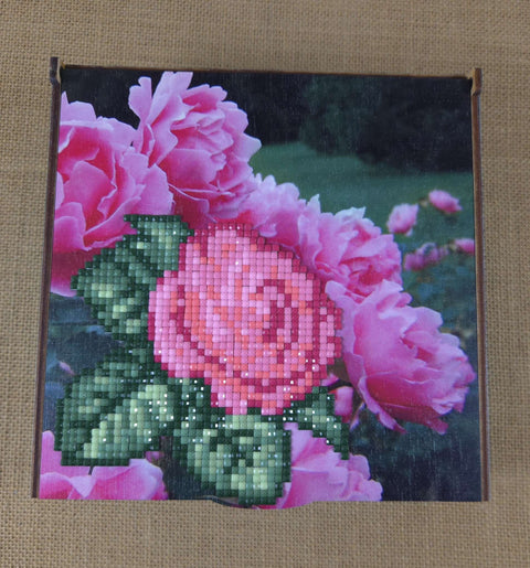 Diamond Painting Wood Mosaic Kit with Floral Design, Wizardi Wood Plywood Craft for Kids and Adults, Acrylic Gems, Stand and Magnet