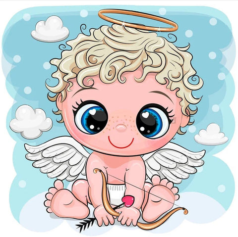 Angel Diamond Painting Kit, 20 x 20 cm, Colorful Design, Wizardi Craft Set with Acrylic Resin Diamonds, Beginner-Friendly DIY Decor
