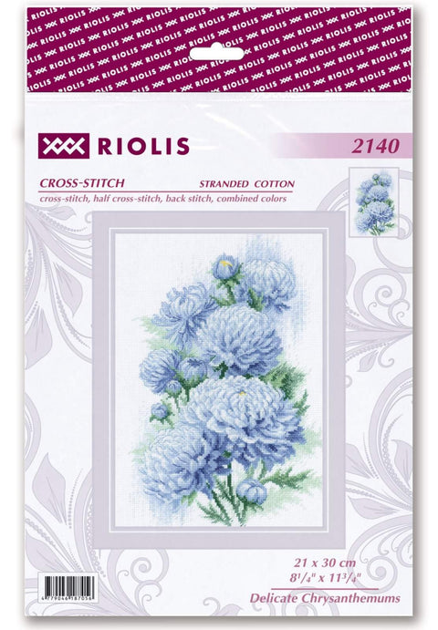 Delicate Chrysanthemums. Cross Stitch kit by RIOLIS Ref. no.: 2140 - Hobby.lt 🇬🇧