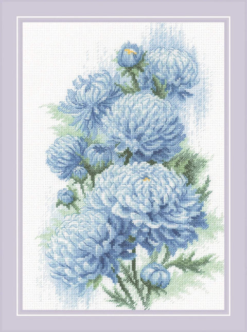 Delicate Chrysanthemums. Cross Stitch kit by RIOLIS Ref. no.: 2140 - Hobby.lt 🇬🇧