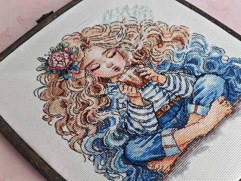 Quiet Afternoon Cross Stitch Kit, AVA Stitch, Aida 16 Fabric, 50 Colors, Luca-S and DMC Threads, 18.57 x 19.05 cm Design