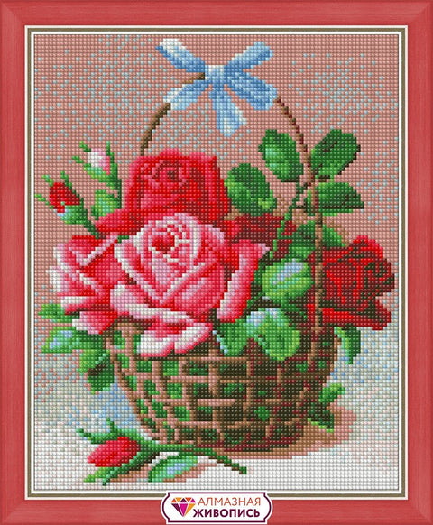 Diamond painting Basket of Roses AZ - 1451 Size: 24х30 - Hobby.lt 🇬🇧