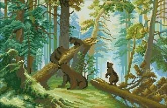 Diamond painting Bears in the Pine Forest AZ - 492 Size: 52х35 - Hobby.lt 🇬🇧