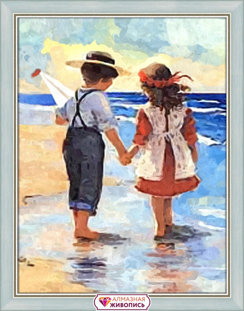 Diamond painting Children near the Sea AZ-1300 Size: 30х40