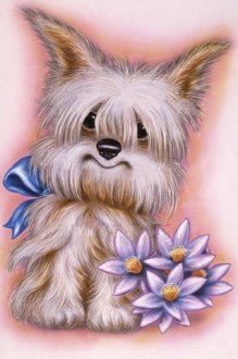 Diamond painting Dog with Flowers AZ - 1189 Size: 25х35 - Hobby.lt 🇬🇧