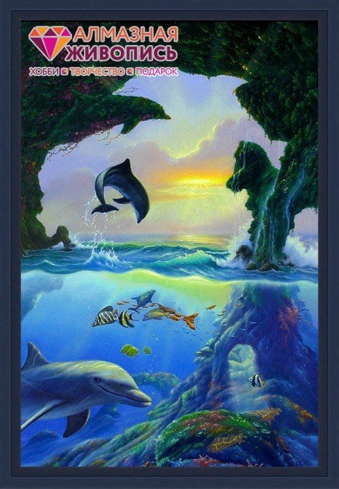 Diamond painting Dolphins AZ - 498 Size: 62х81 - Hobby.lt 🇬🇧