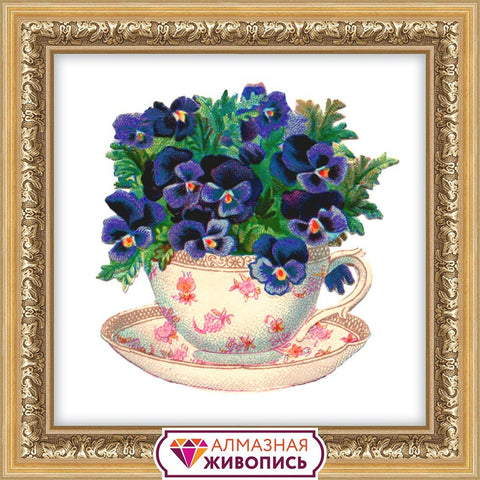 Diamond painting Flowers in the Cup AZ - 1440 Size: 25х25 - Hobby.lt 🇬🇧