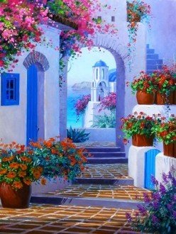 Diamond painting Greek Street AZ - 1345 Size: 30*40 - Hobby.lt 🇬🇧