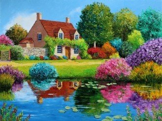 Diamond painting House near the Lake AZ - 1336 Size: 40*30 - Hobby.lt 🇬🇧