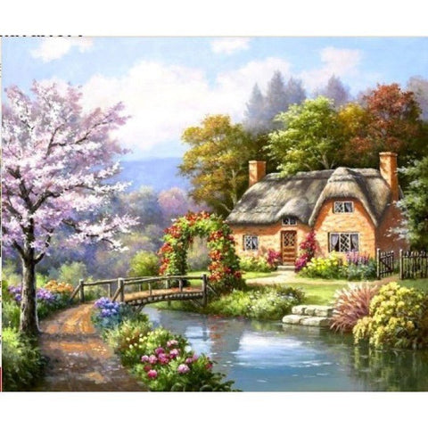 Diamond painting House near the River AZ - 1220 Size: 60х45 - Hobby.lt 🇬🇧