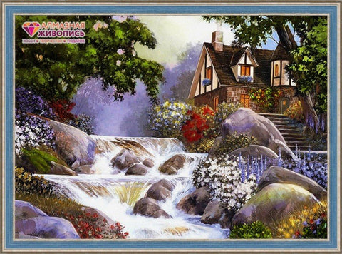 Diamond painting House near the River AZ - 1495 Size: 70х50 - Hobby.lt 🇬🇧