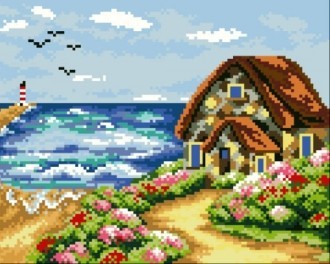 Diamond painting House near the Sea AZ-325 Size: 24x30