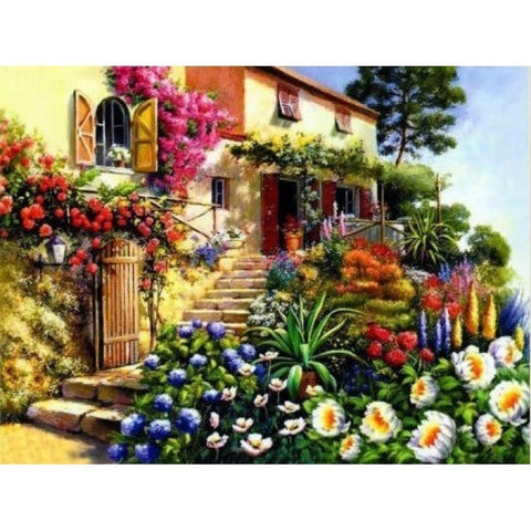 Diamond painting House with Flowers AZ-294 Size: 45x60