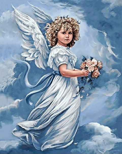 Diamond painting kit Angel with Flowers WD167 - Hobby.lt 🇬🇧