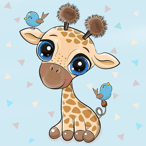 Diamond painting kit Baby Giraffe 20*20 cm WD2528 - Hobby.lt 🇬🇧