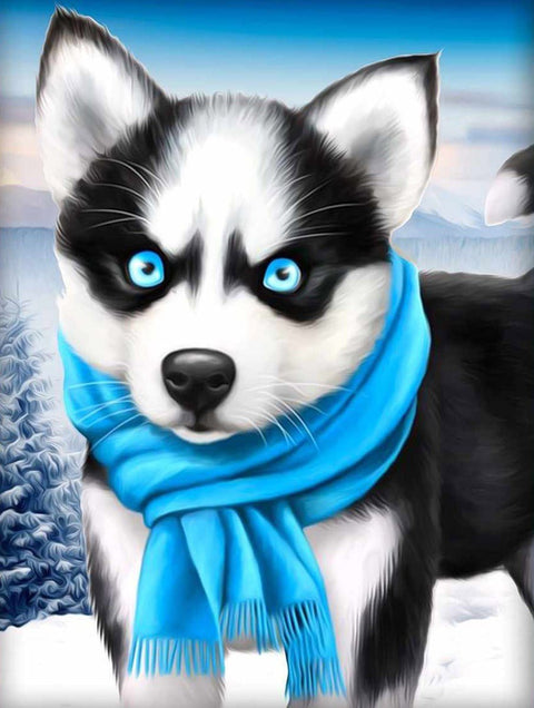 Diamond Painting Kit Blue Eye Husky AZ - 1540 15_20cm - Hobby.lt 🇬🇧