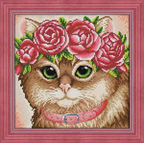 Diamond Painting Kit Cat in a Flower Crown AZ - 1659 30x30cm - Hobby.lt 🇬🇧