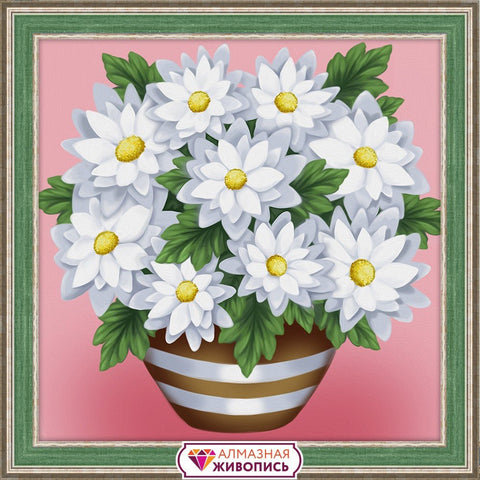 Diamond Painting Kit Chamomiles AZ - 1638 15_15cm - Hobby.lt 🇬🇧