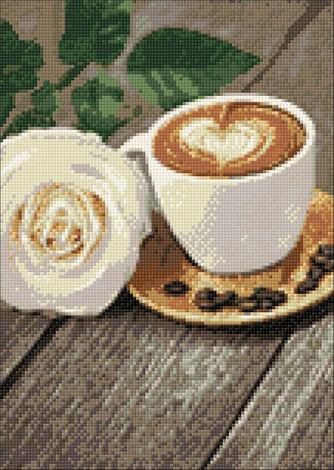 Diamond painting kit Coffee and Rose WD045 - Hobby.lt 🇬🇧