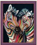 Diamond Painting Kit Colourful Zebras AZ - 1556 40_50cm - Hobby.lt 🇬🇧