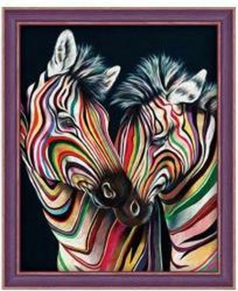 Diamond Painting Kit Colourful Zebras AZ - 1556 40_50cm - Hobby.lt 🇬🇧