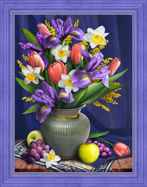 Diamond Painting Kit Daffodils and Irises AZ - 1693 30x40cm - Hobby.lt 🇬🇧