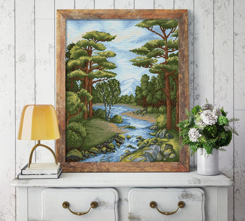 Diamond Painting Kit Forest River AZ - 1652 40_50cm - Hobby.lt 🇬🇧