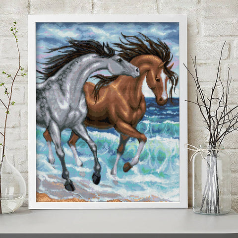 Diamond Painting Kit Horses at the Sea AZ-1647 40_50cm