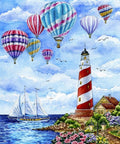 Diamond painting kit Lighthouse and balloons WD2589 - Hobby.lt 🇬🇧