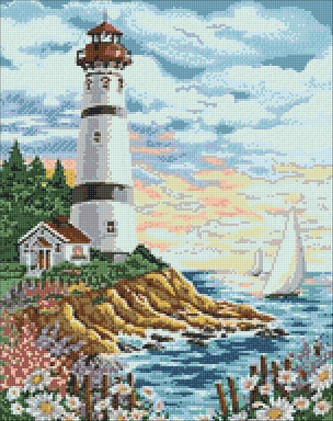 Diamond painting kit Lighthouse at Sunrise WD095 - Hobby.lt 🇬🇧