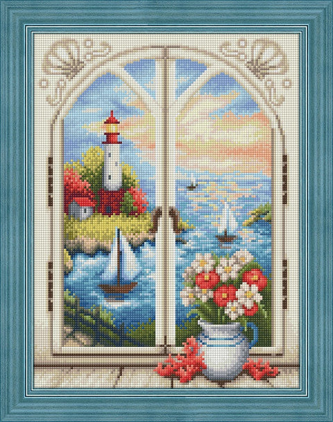 Diamond Painting Kit Lighthouse out the Window AZ - 1665 30x40cm - Hobby.lt 🇬🇧