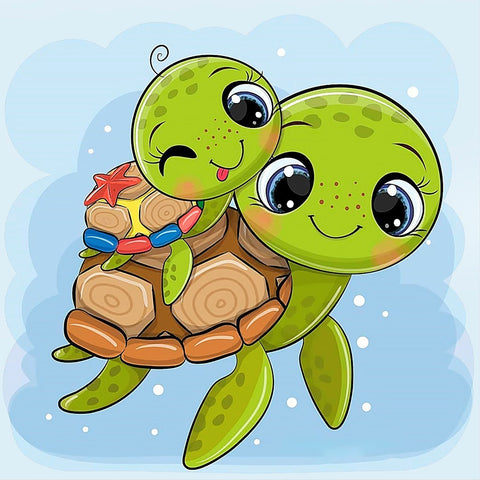 Diamond painting kit Little Turtles 20*20 cm WD2527