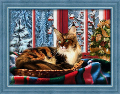 Diamond Painting Kit Maine Coon at the Window AZ - 1695 40x30cm - Hobby.lt 🇬🇧
