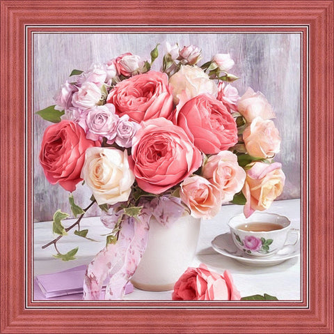 Diamond Painting Kit Peonies and Roses AZ - 1696 40x40cm - Hobby.lt 🇬🇧