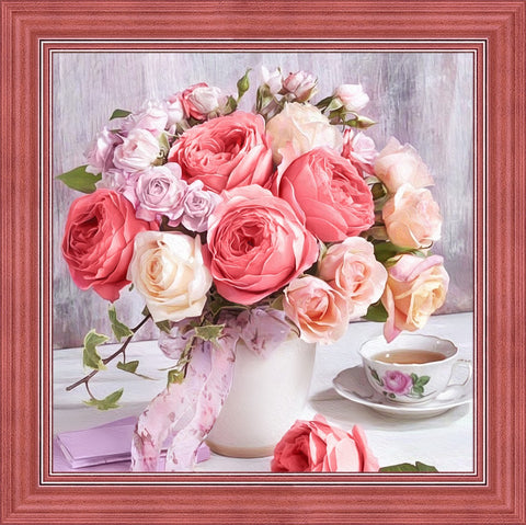 Diamond Painting Kit Peonies and Roses AZ-1696 40x40cm