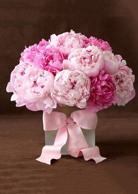 Diamond painting kit Peonies with Ribbon WD003 - Hobby.lt 🇬🇧