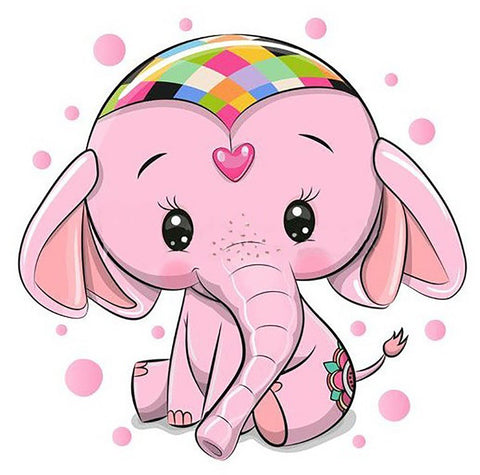 Diamond painting kit Pink Elephant WD2480 - Hobby.lt 🇬🇧