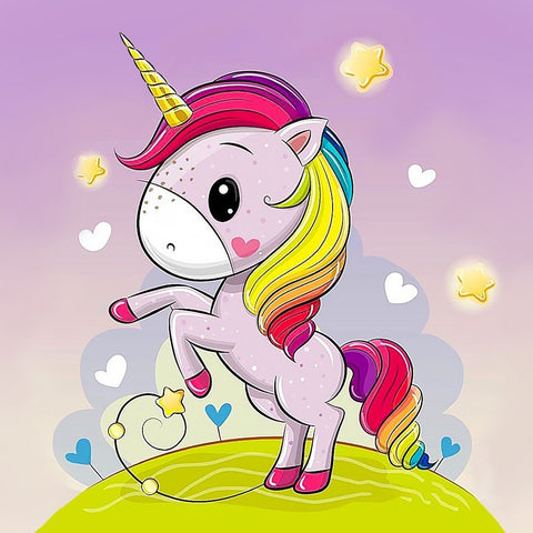 Diamond painting kit Playful Unicorn 20*20 cm WD2531 - Hobby.lt 🇬🇧