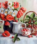 Diamond painting kit Poppies and strawberries WD2619 - Hobby.lt 🇬🇧