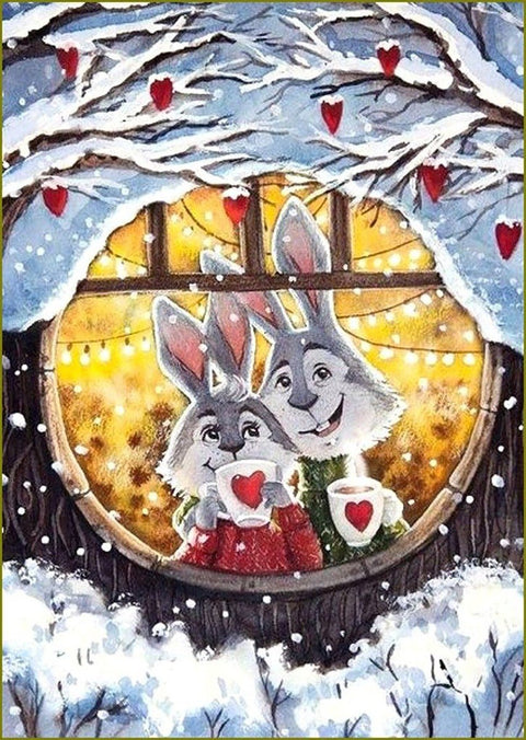 Diamond painting kit Rabbits' Cosy Home WD2384 - Hobby.lt 🇬🇧