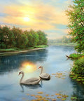 Diamond painting kit Swans at dawn WD2607 - Hobby.lt 🇬🇧