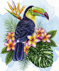 Diamond painting kit Toucan in the flowers WD2580 - Hobby.lt 🇬🇧