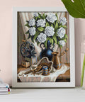 Diamond Painting Kit White Roses and Coffee AZ - 1657 30_40cm - Hobby.lt 🇬🇧