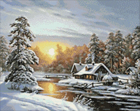 Diamond painting kit Winter Sunrise WD105 - Hobby.lt 🇬🇧