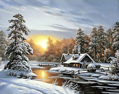 Diamond painting kit Winter Sunrise WD105